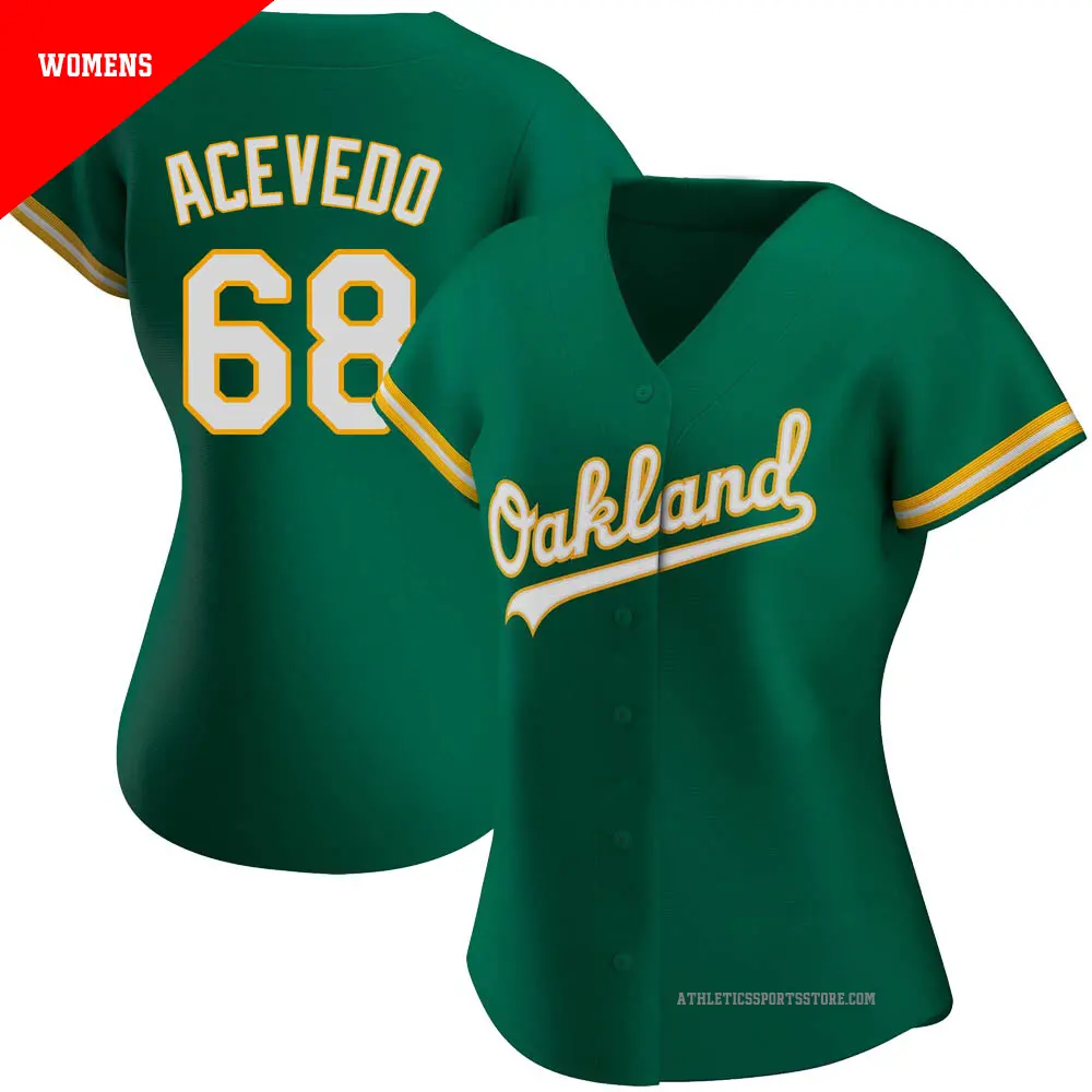 Women's ＃68 Domingo Acevedo Oakland Athletics Green Replica Kelly Alternate Jersey