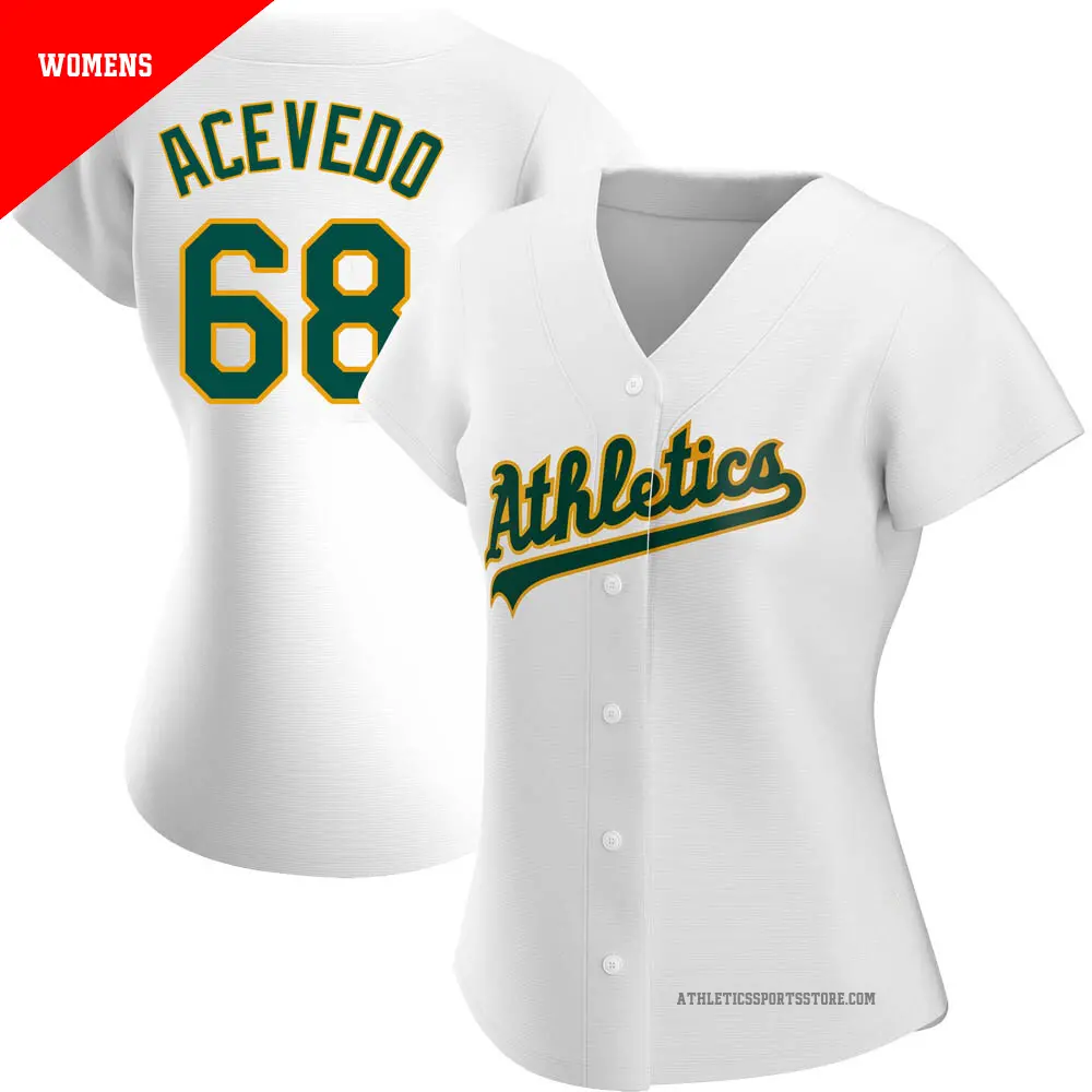 Women's ＃68 Domingo Acevedo Oakland Athletics White Authentic Home Jersey