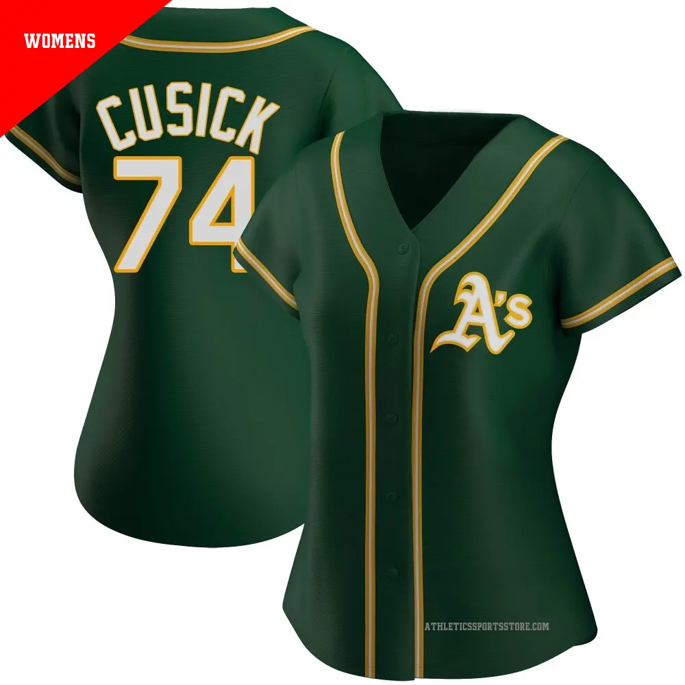Women's ＃74 Ryan Cusick Oakland Athletics Green Replica Alternate Jersey