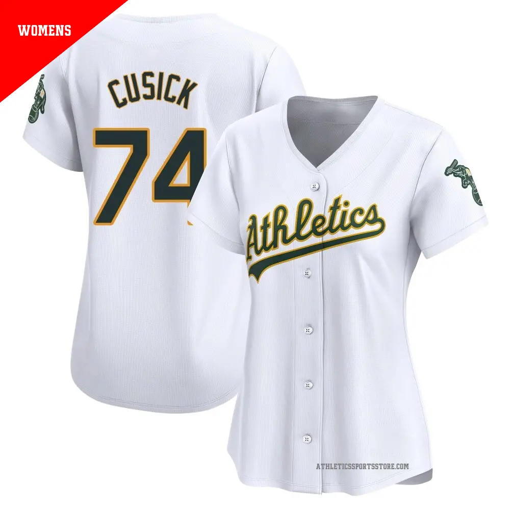 Women's ＃74 Ryan Cusick Oakland Athletics White Limited Home Jersey