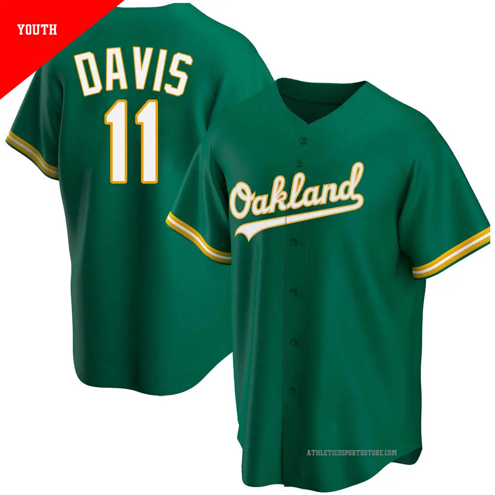 Youth ＃11 Khris Davis Oakland Athletics Green Replica Kelly Alternate Jersey