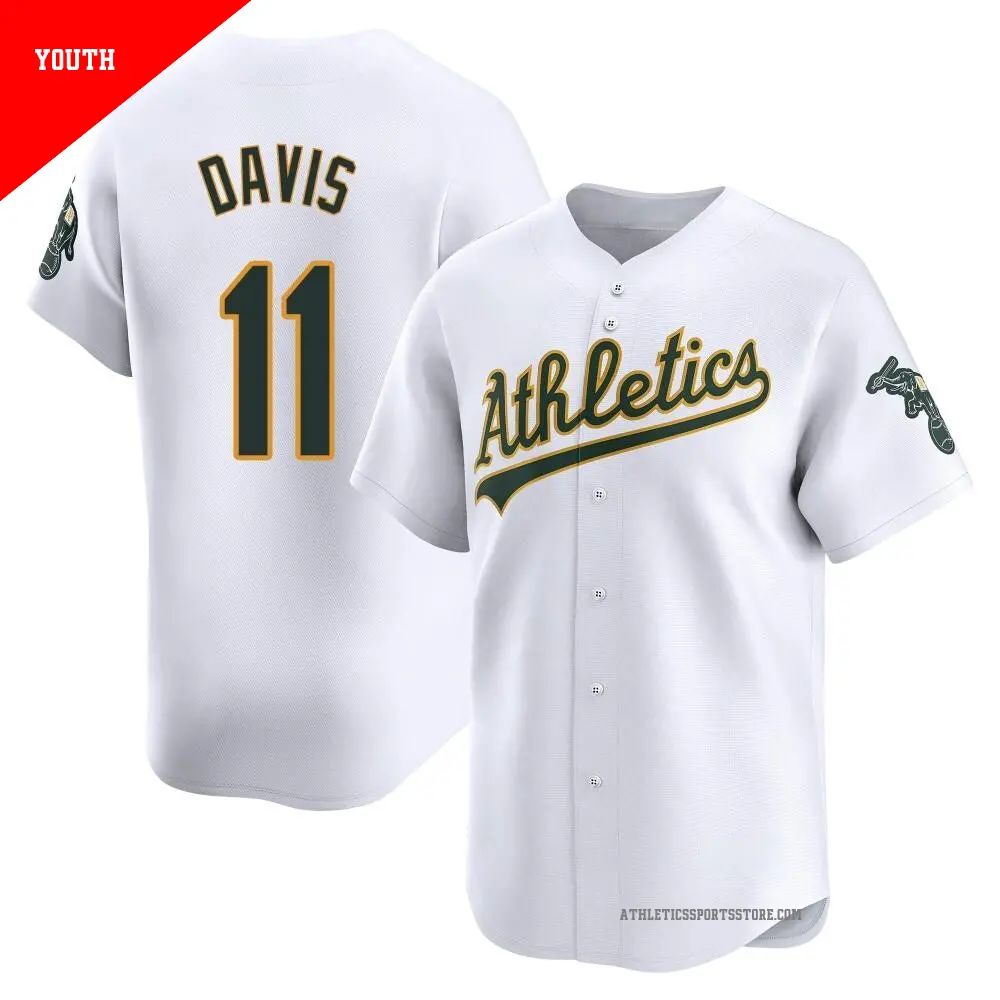 Youth ＃11 Khris Davis Oakland Athletics White Limited Home Jersey