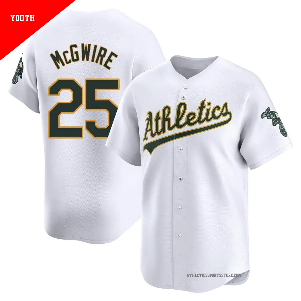 Youth #25 Mark McGwire Oakland Athletics White Limited Home