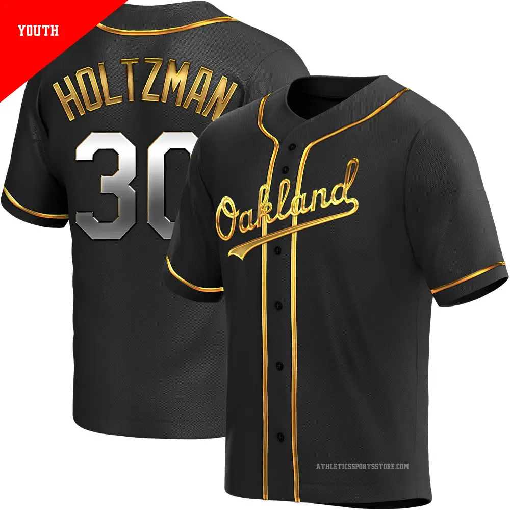 Youth ＃30 Ken Holtzman Oakland Athletics Gold Replica Black en Alternate Jersey