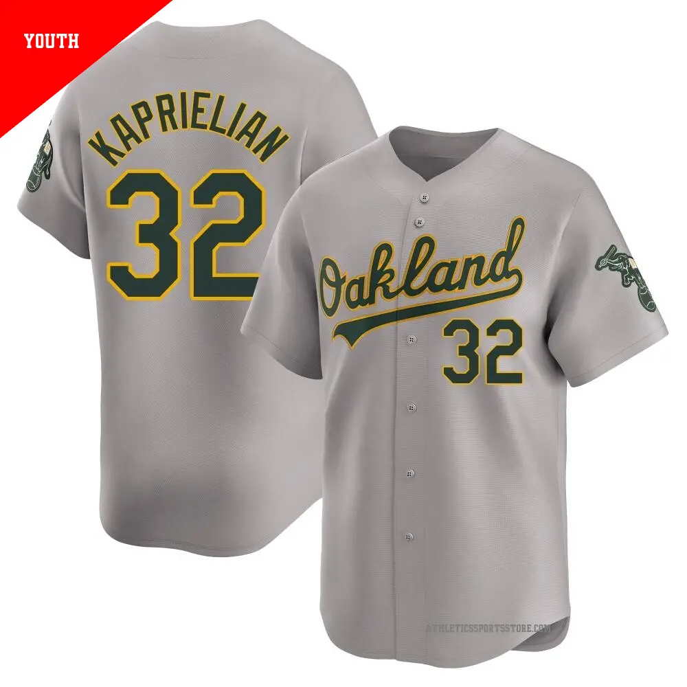 Youth ＃32 James Kaprielian Oakland Athletics Gray Limited Away Jersey