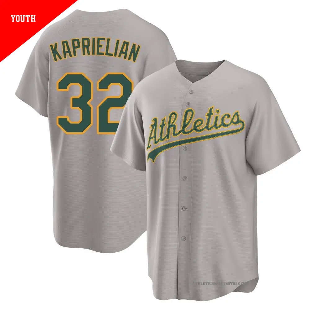 Youth ＃32 James Kaprielian Oakland Athletics Gray Replica Away 2.0 Jersey