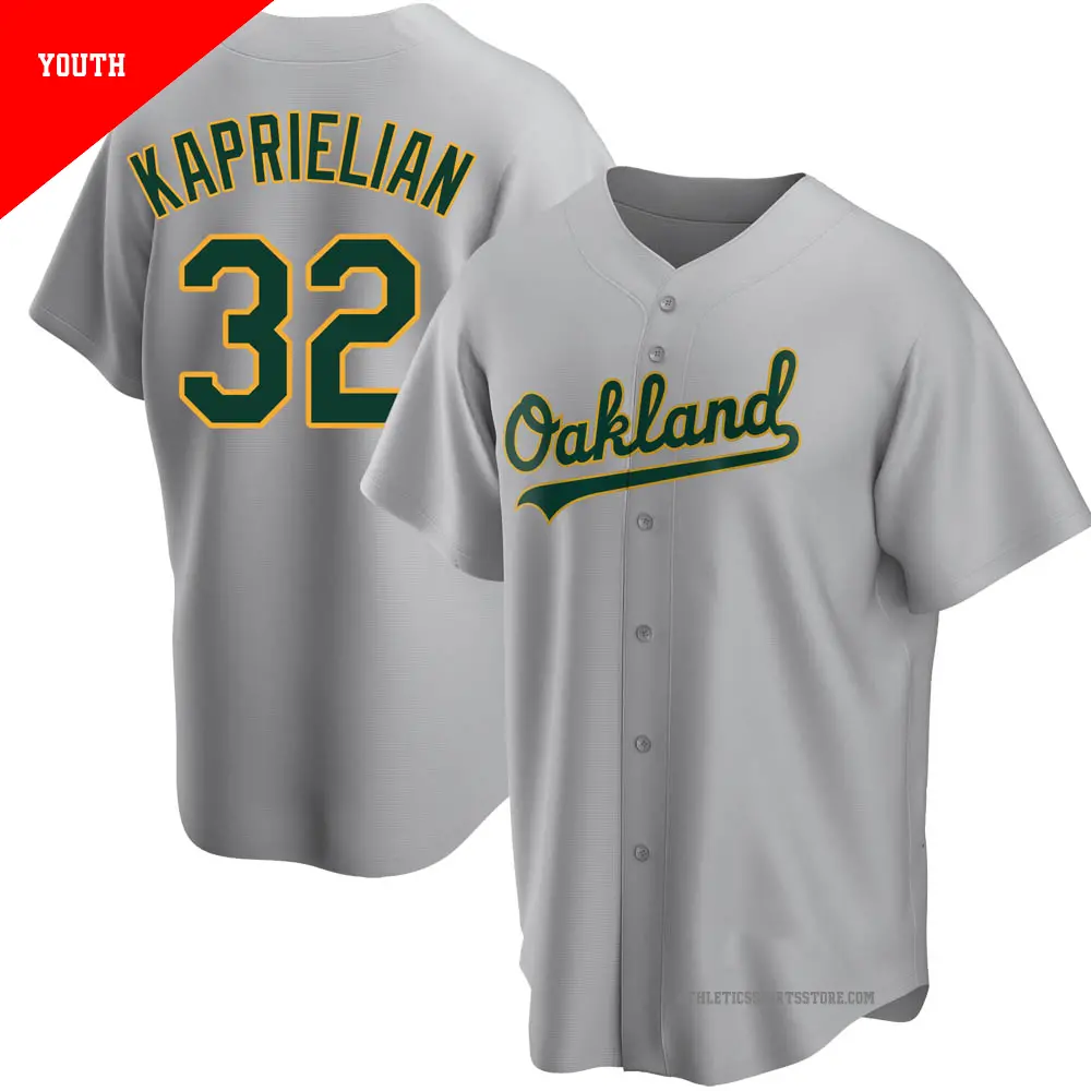 Youth ＃32 James Kaprielian Oakland Athletics Gray Replica Road Jersey