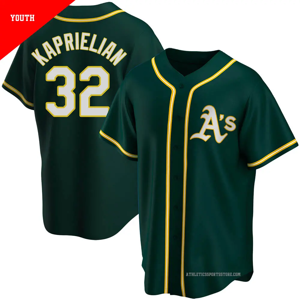 Youth ＃32 James Kaprielian Oakland Athletics Green Replica Alternate Jersey