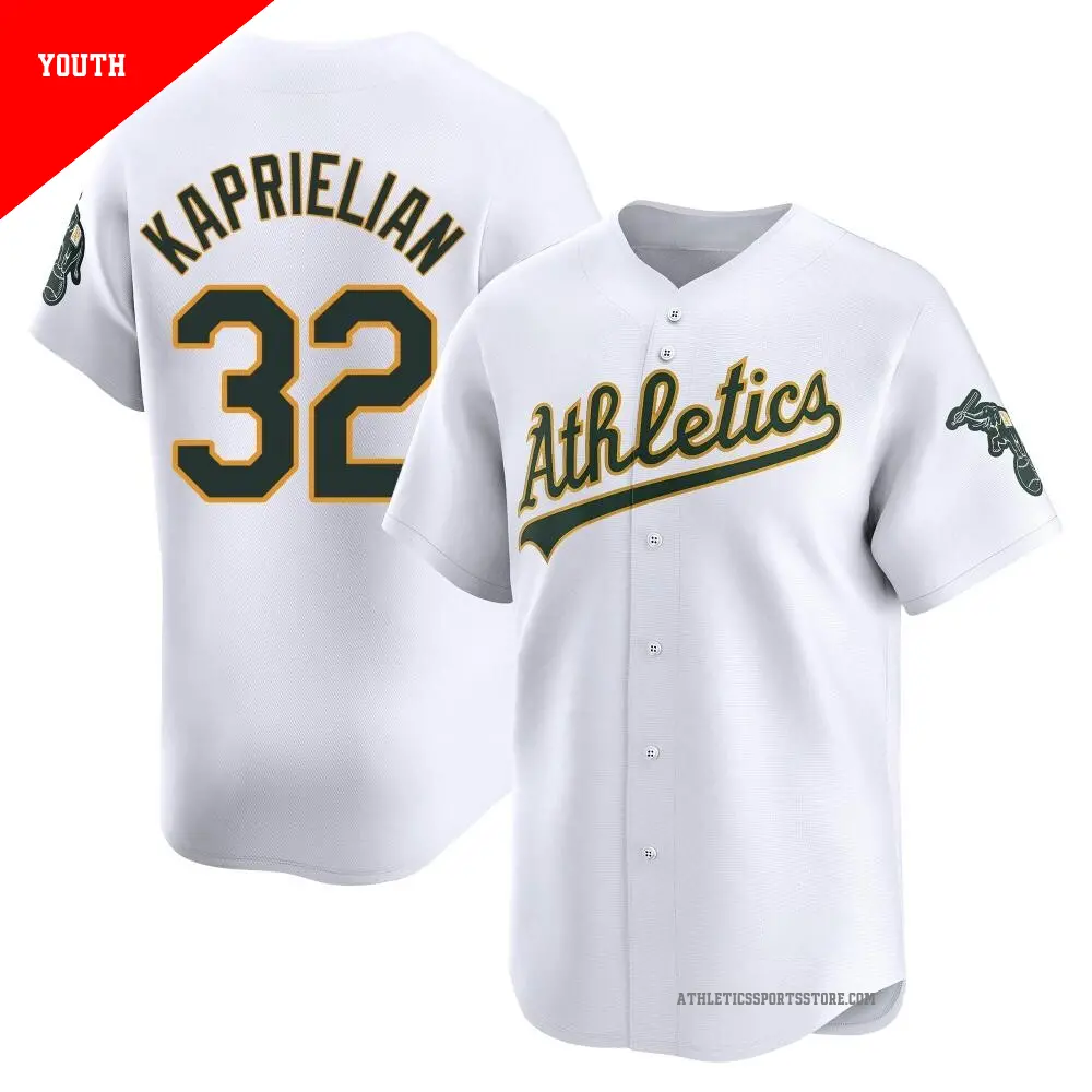 Youth ＃32 James Kaprielian Oakland Athletics White Limited Home Jersey