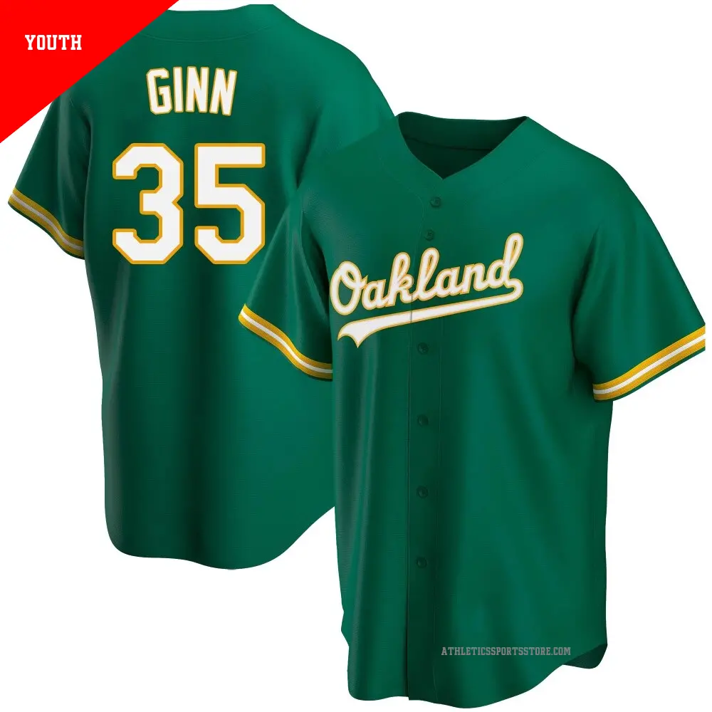 Youth ＃35 J.T. Ginn Oakland Athletics Green Replica Kelly Alternate Jersey
