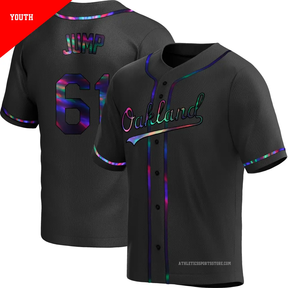 Youth ＃61 Gage Jump Oakland Athletics Black Replica Holographic Alternate Jersey
