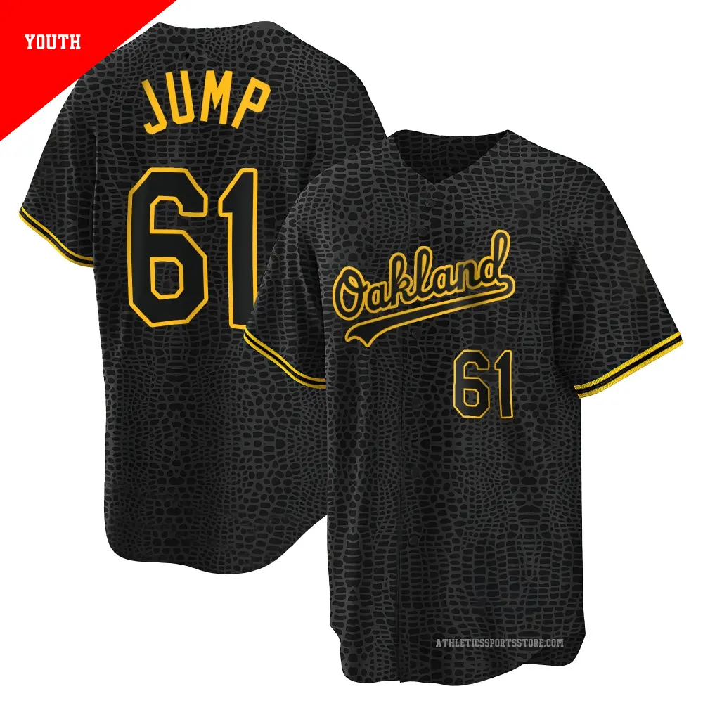 Youth ＃61 Gage Jump Oakland Athletics Black Replica Snake Skin City Jersey