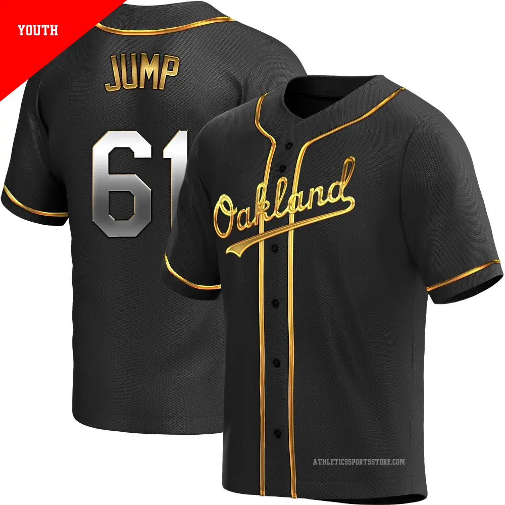 Youth ＃61 Gage Jump Oakland Athletics Gold Replica Black en Alternate Jersey