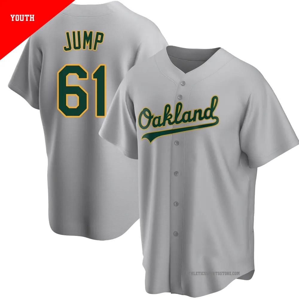 Youth ＃61 Gage Jump Oakland Athletics Gray Replica Road Jersey