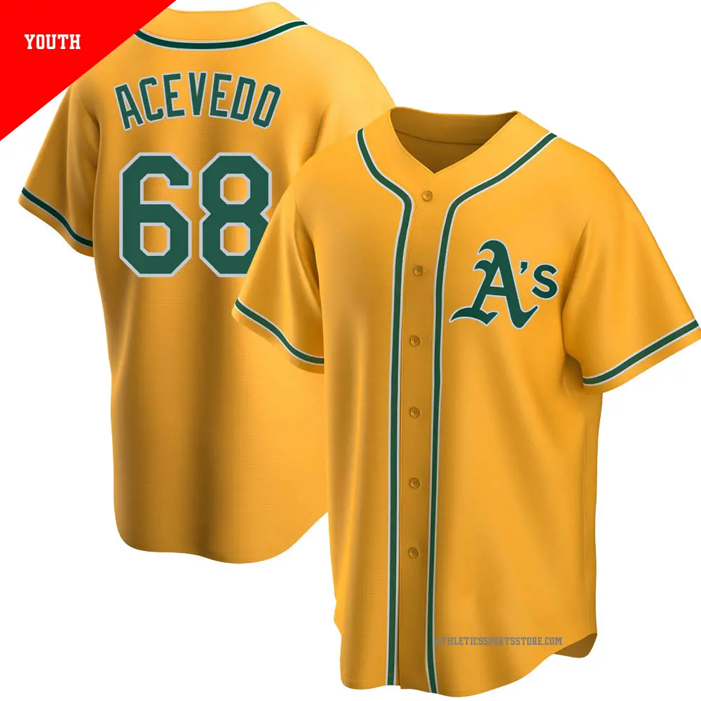 Youth ＃68 Domingo Acevedo Oakland Athletics Gold Replica Alternate Jersey