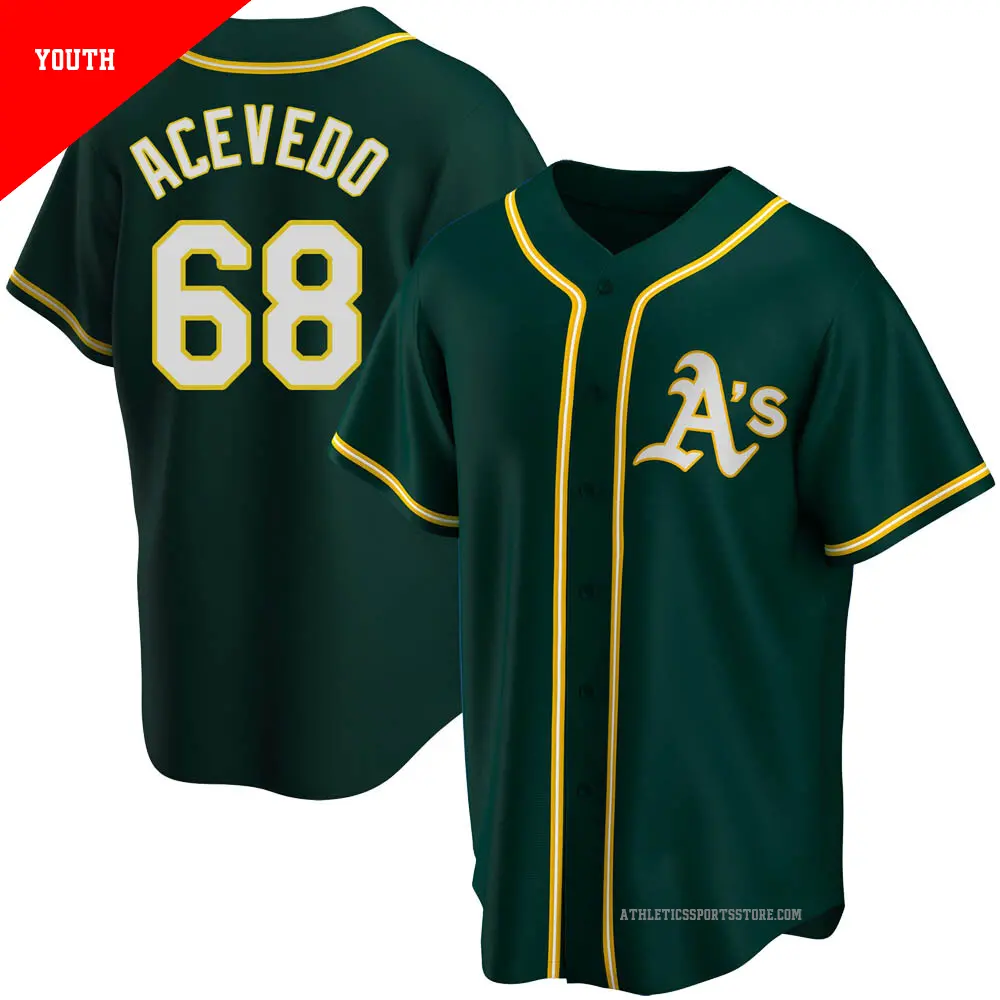 Youth ＃68 Domingo Acevedo Oakland Athletics Green Replica Alternate Jersey