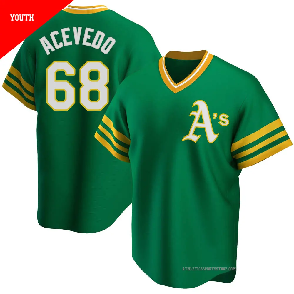 Youth ＃68 Domingo Acevedo Oakland Athletics Green Replica R Kelly Road Cooperstown Collection Jersey